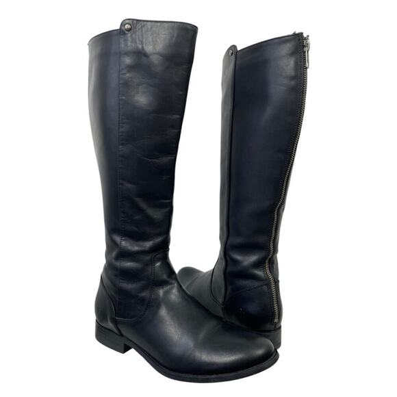Frye Melissa Button Leather Tall Riding Boots Black Size 8 Equestrian Back Zip - Picture 2 of 14